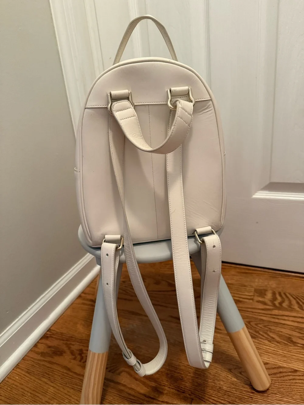 Cole Haan Cream Mini Backpack with Front Zip Pocket